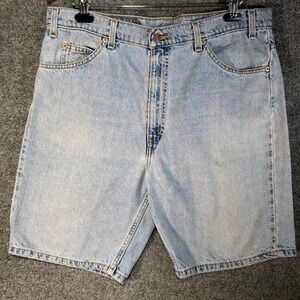 Levi's 505 Jean Shorts Mens 38 Light Wash Distressed Orange Tab Vintage 90s